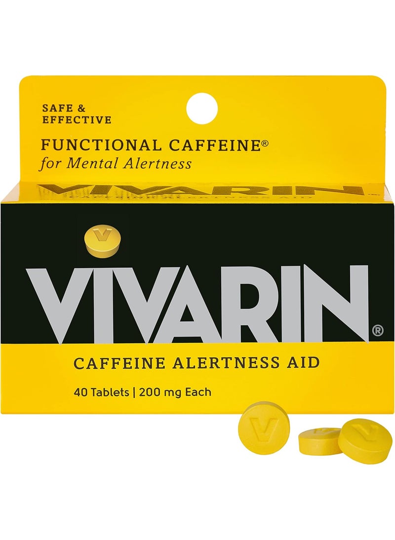 Vivarin Caffeine Pills, 200mg Caffeine per Dose, Safely and Effectively Helps You Stay Awake, No Sugar, Calories or Hidden Ingredients, Energy Supplement, 40 Tablets - Image 1